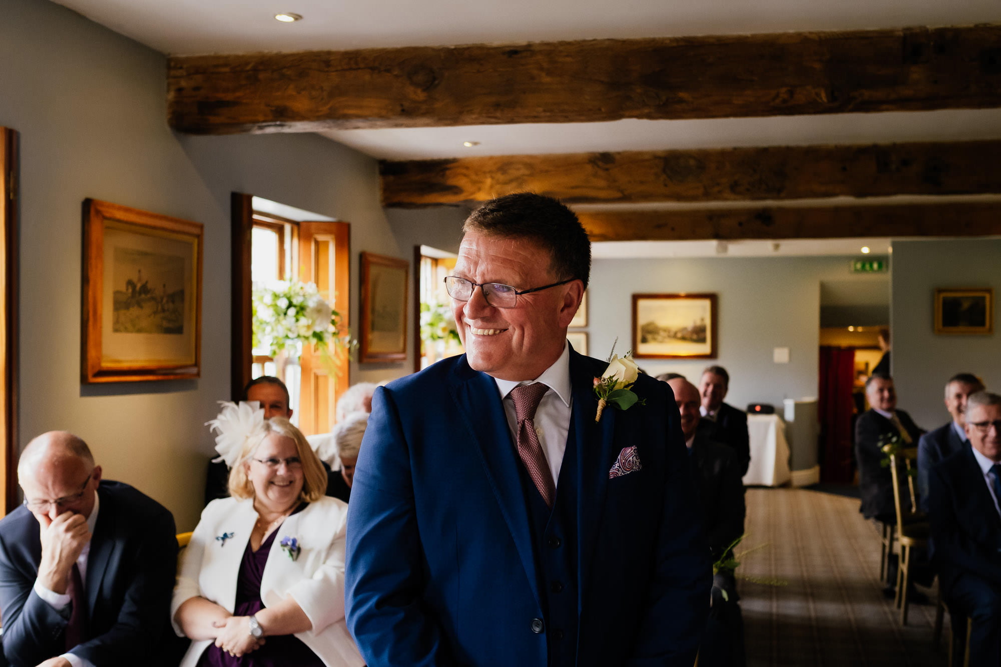 Groom waiting at the inn at whitewell