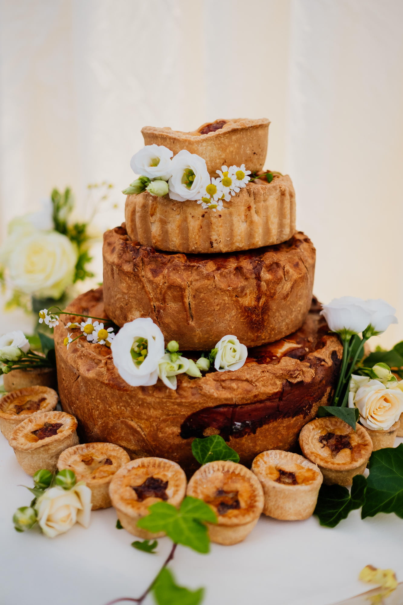 Tiered pork pie alternative wedding cake