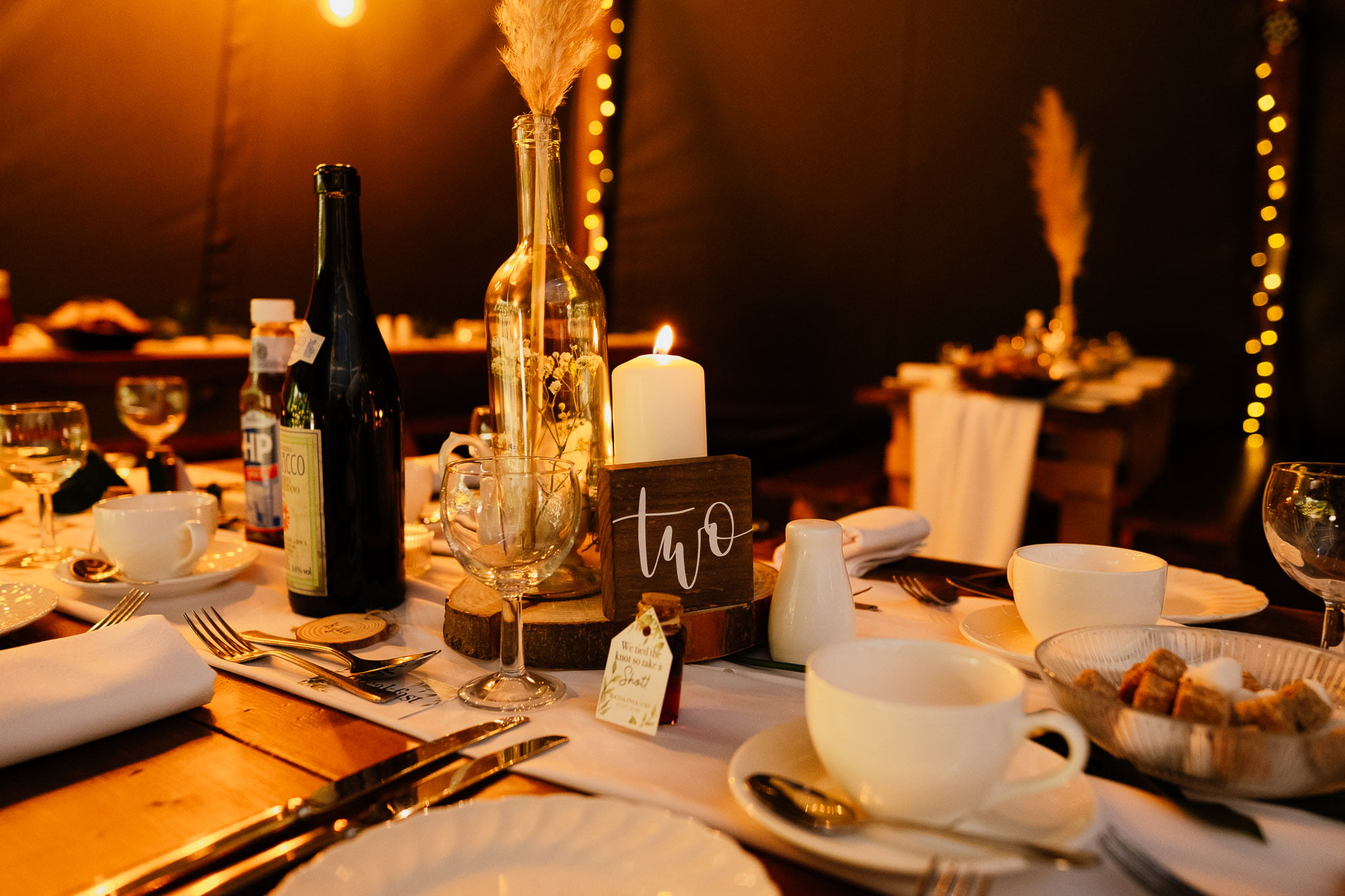 Cockley wood weddings tipi table decorations