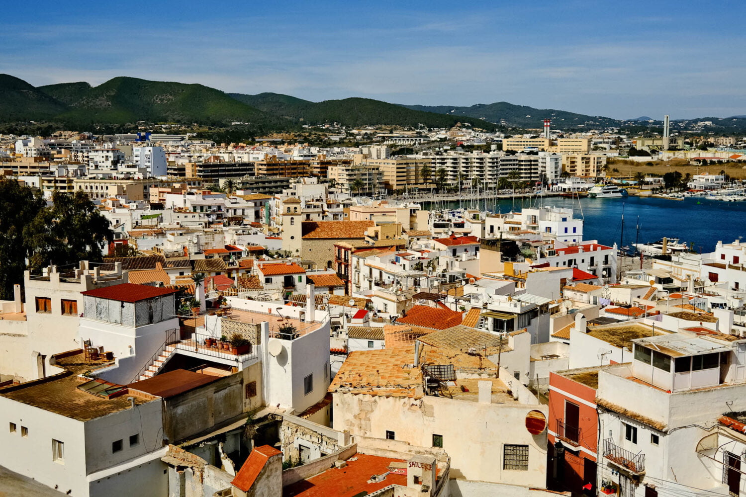 View over Ibiza Old Town and the port