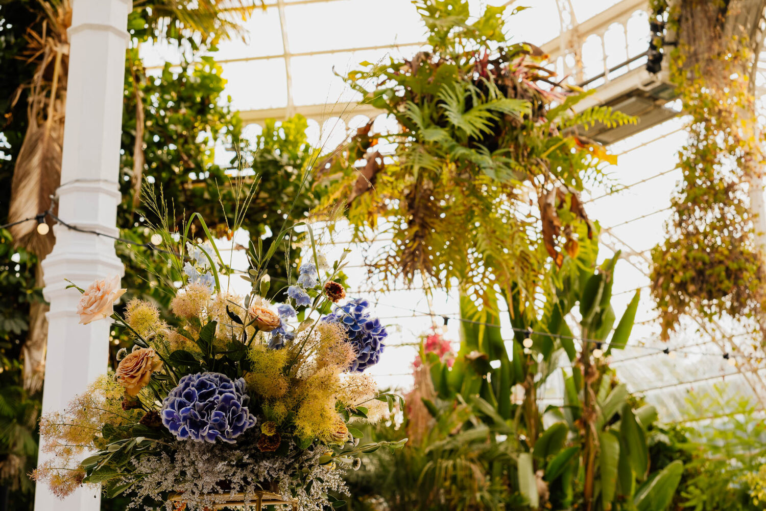 Wedding flowers in Sefton Park Palm House