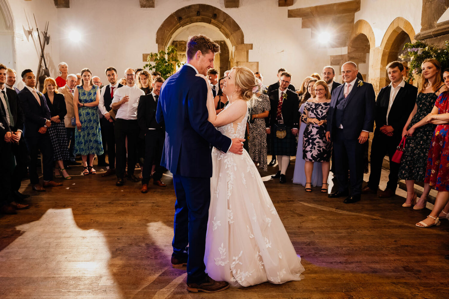 First dance as a married couple in the Solar room at Bolton Castle