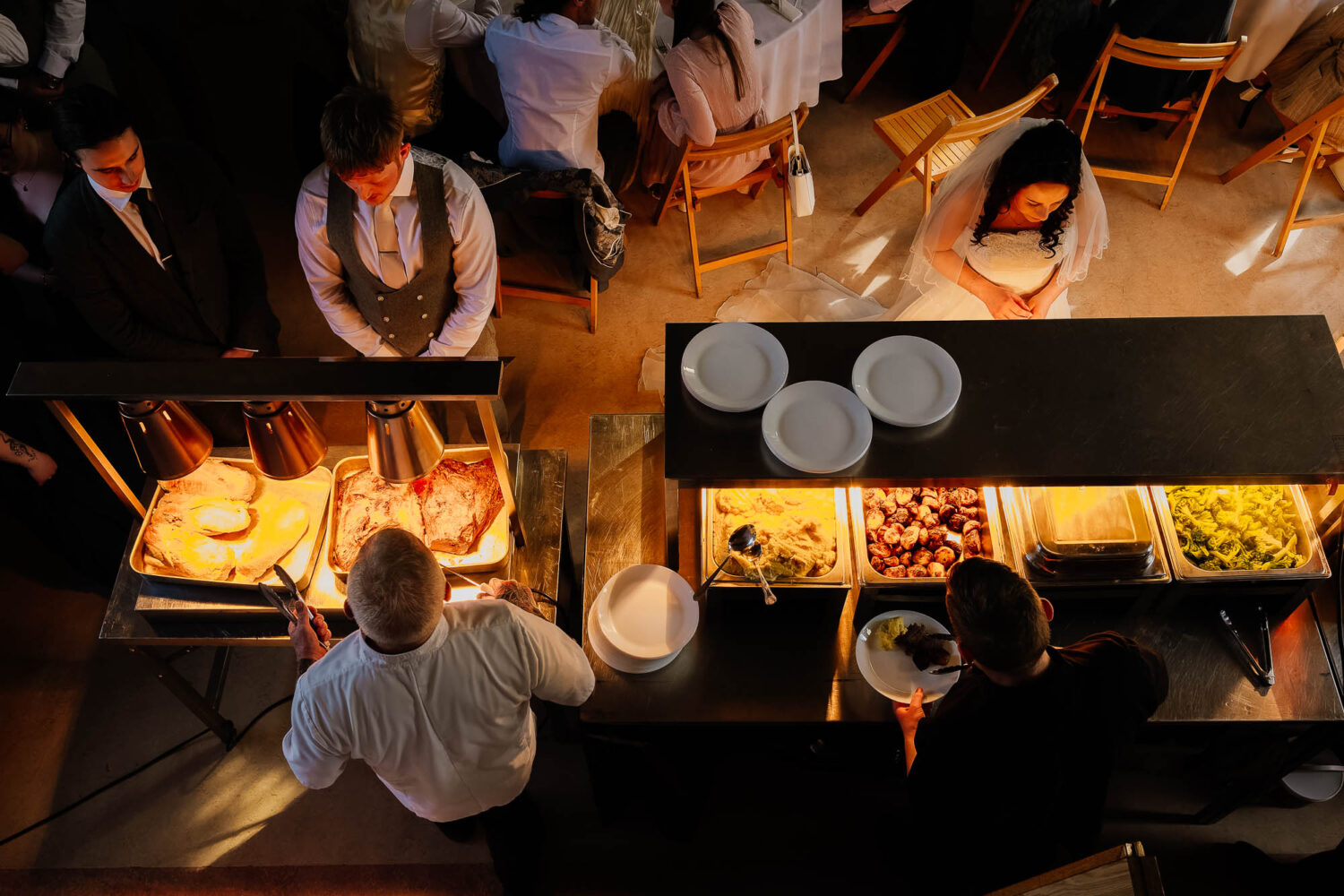 Couple at the wedding buffet