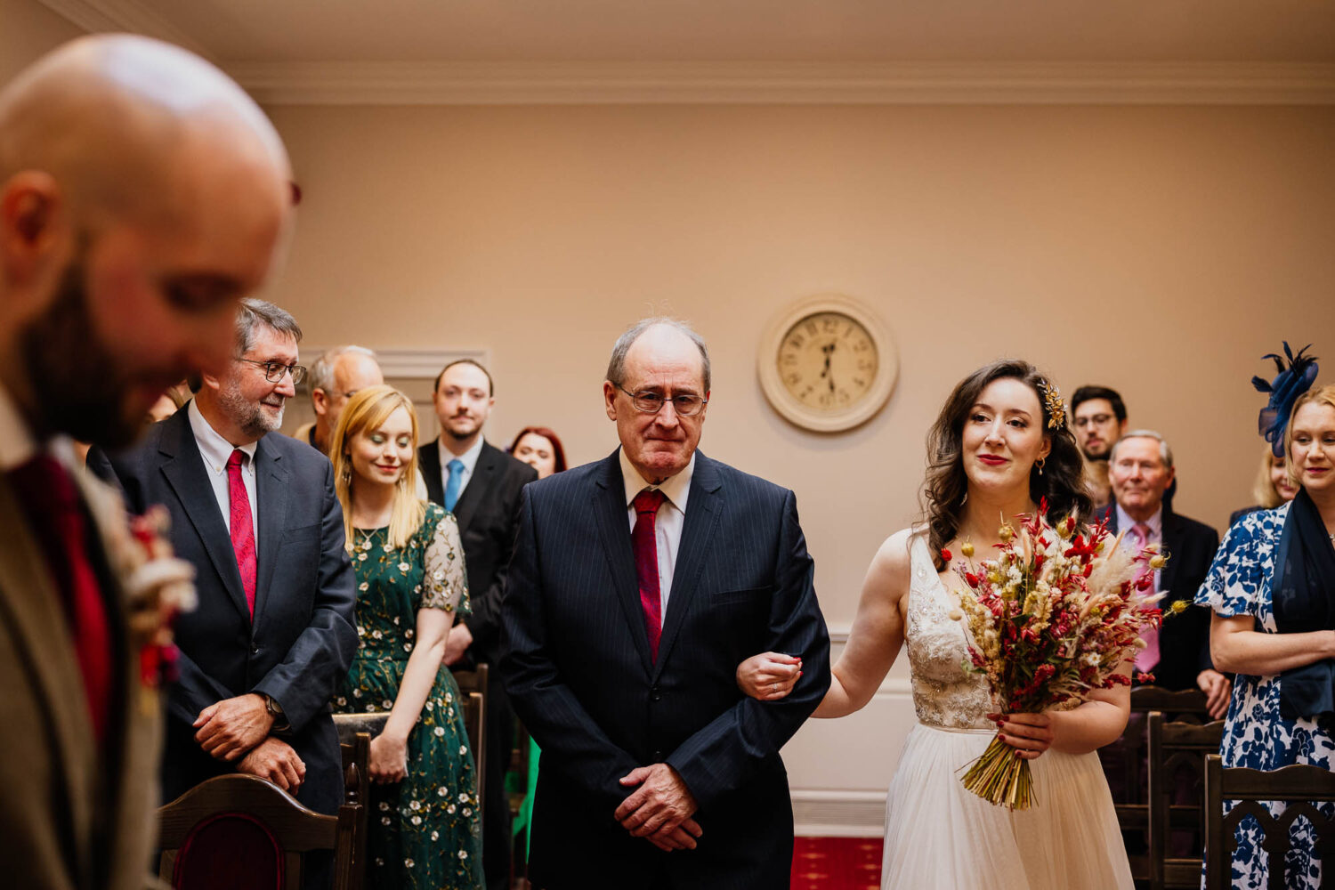 Bride and dad aisle walk at York register office