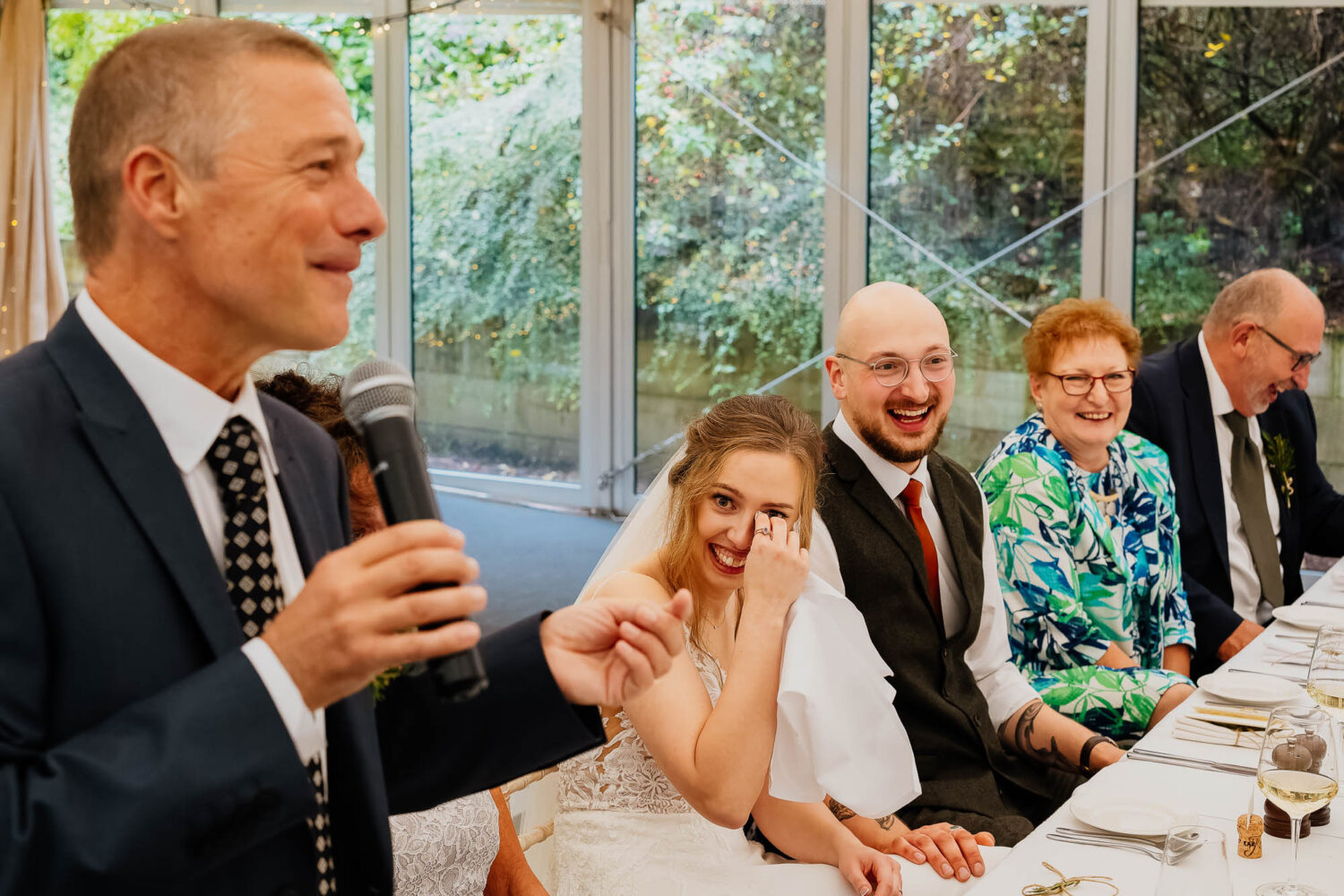 Wedding speeches in the Garden Room