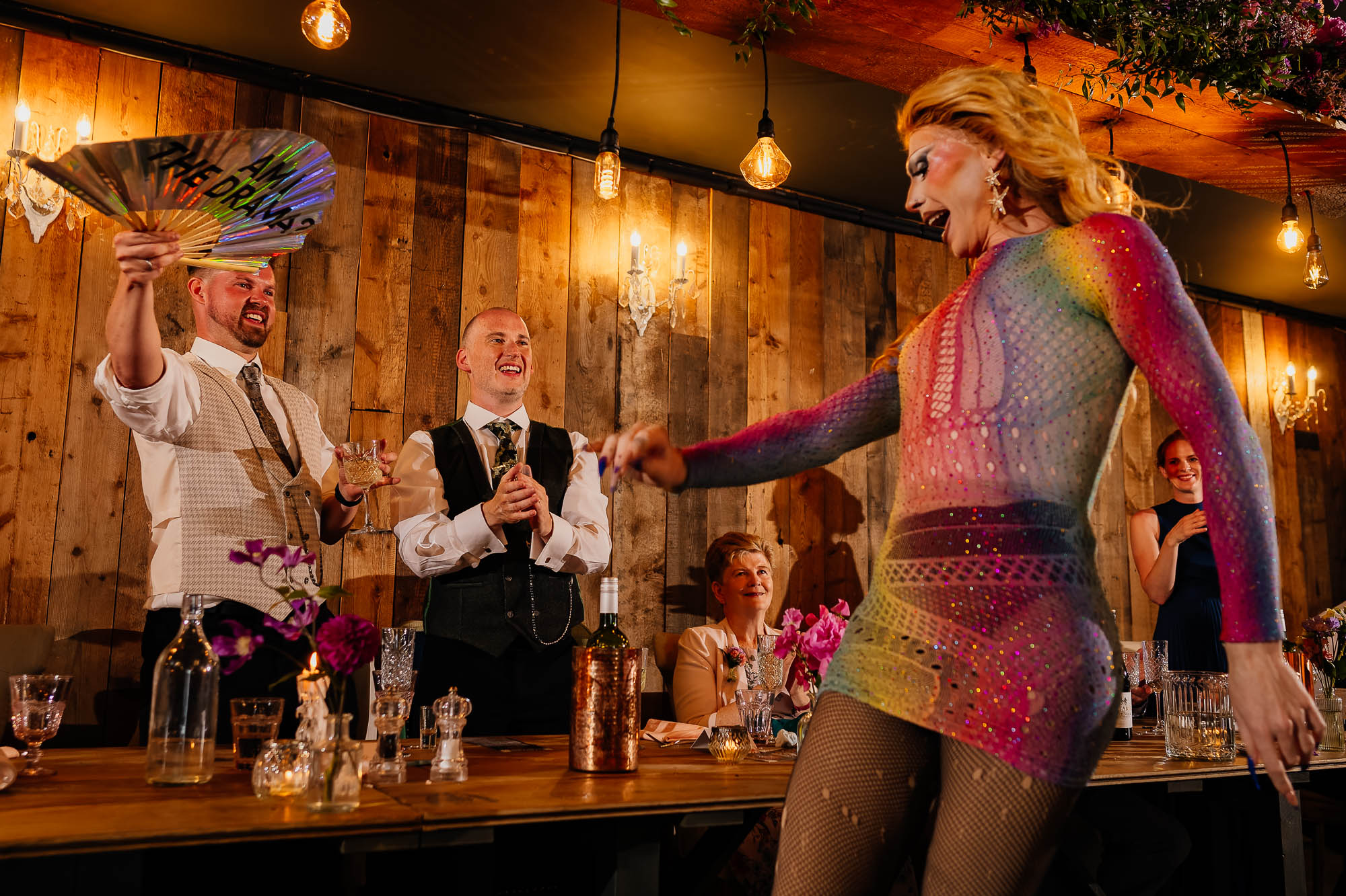 drag queen performance to grooms at wedding