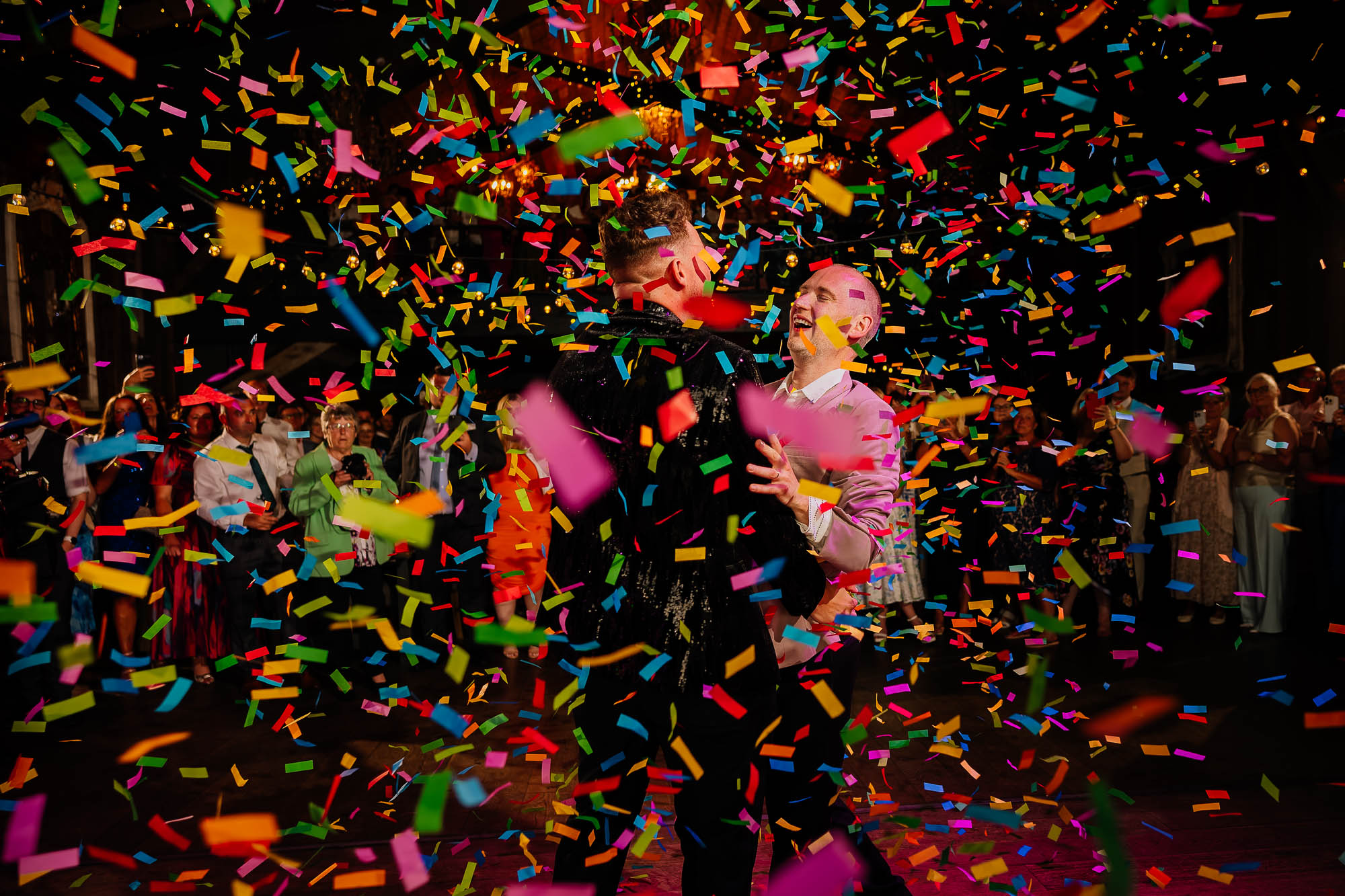 colourful confetti during first dance