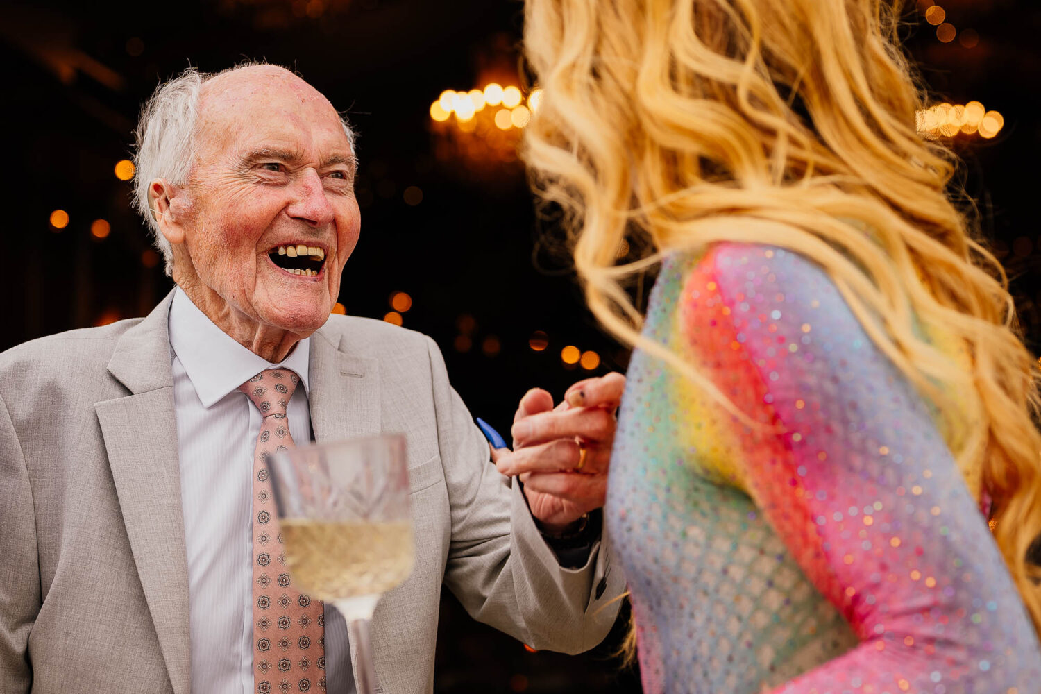 Grandad smiling at drag queen