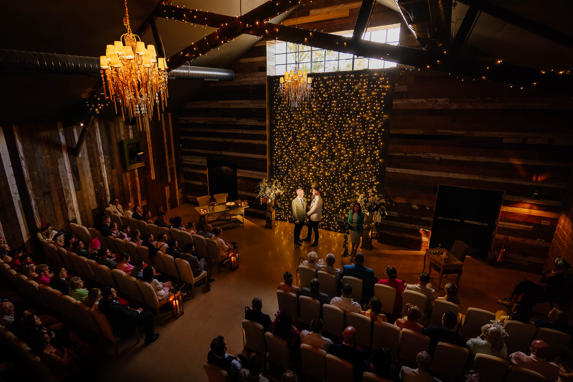 Wharfedale Grange North Barn ceremony from the mezzanine