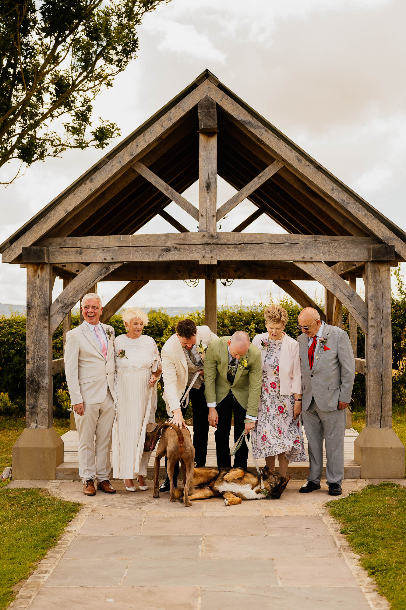 Family photos at the wedding arbour at Wharfedale Grange