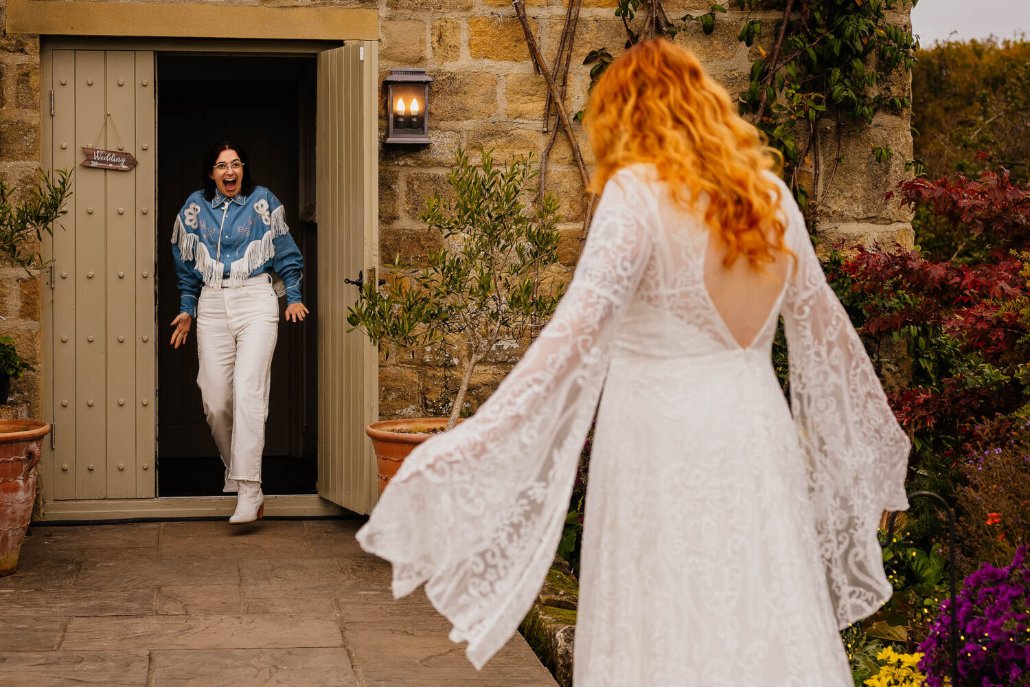 Partners react to seeing each other before the wedding