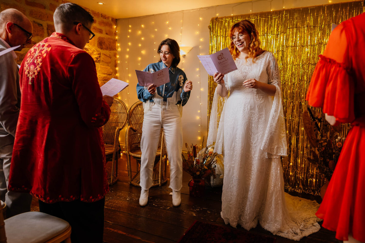 Couple singing at chilli barn wedding