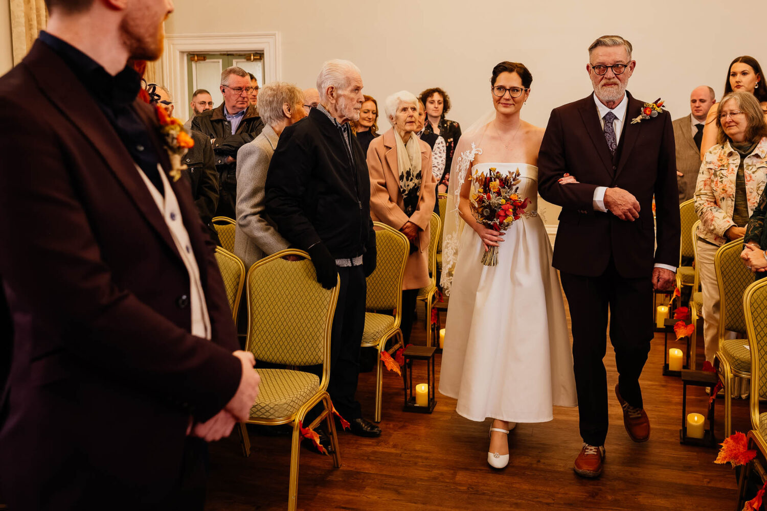 Wedding entrance with bride at Victoria Hall