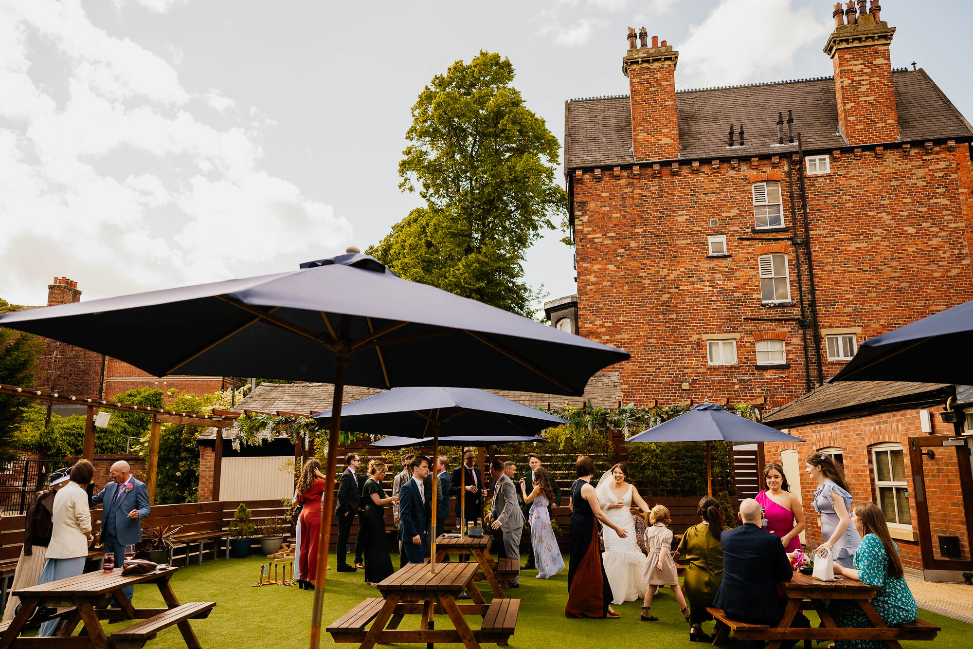 Wedding party on the outdoor terrace at The Faversham