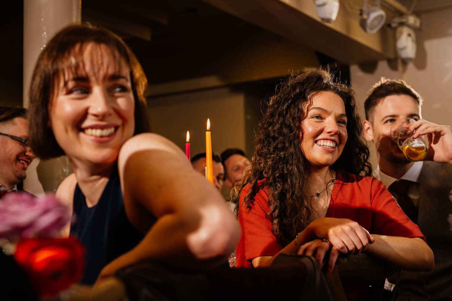 People watching wedding speeches at The Faversham