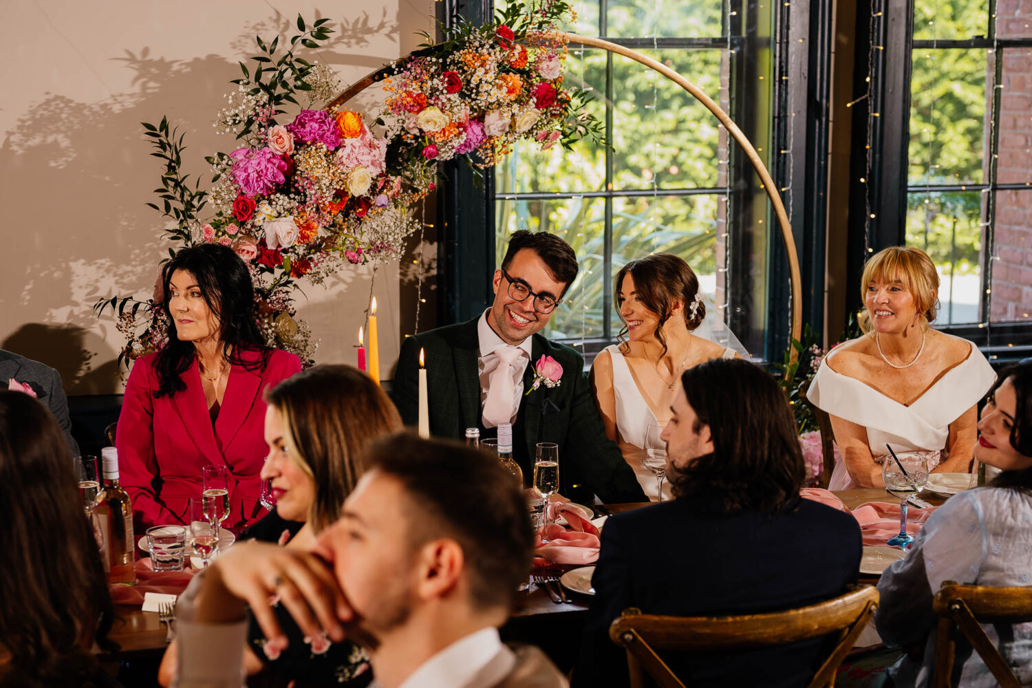 The Faversham wedding speeches in front of the window