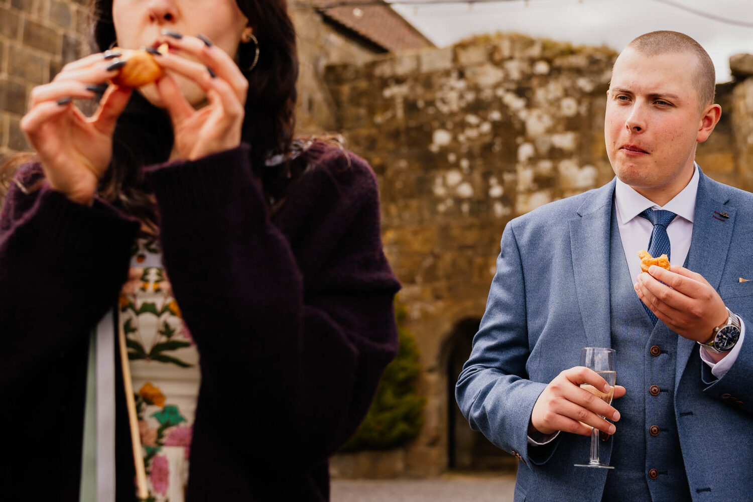 Guests eating canapes