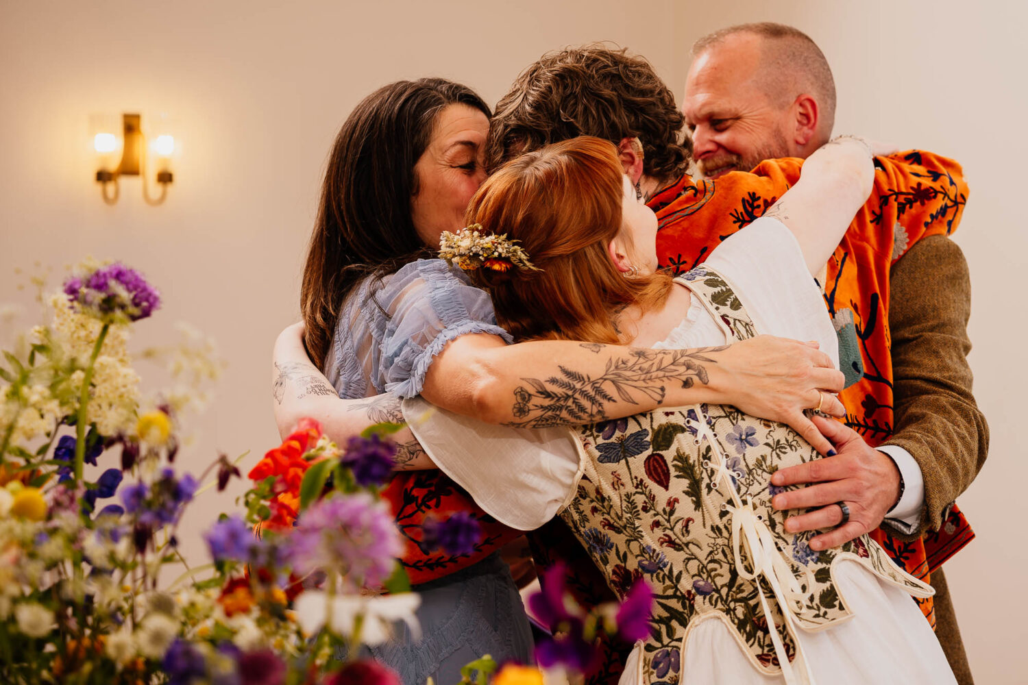 Group hug after speeches