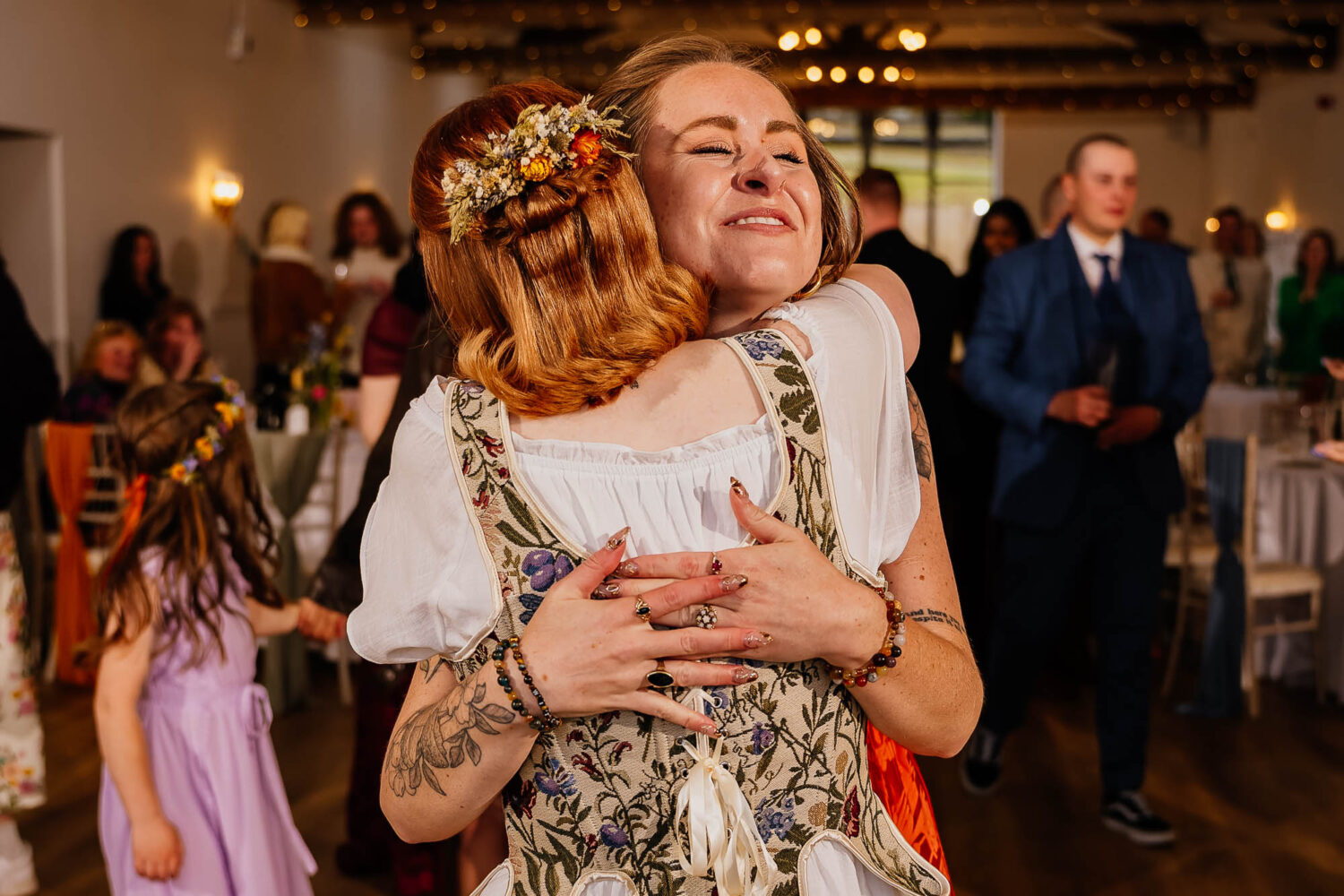 Hug on the dancefloor at Danby Castle